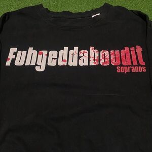 Vintage 00s HBO Sopranos Fuhgeddaboudit Blood Splatter Logo T-Shirt Size 4XL Y2K